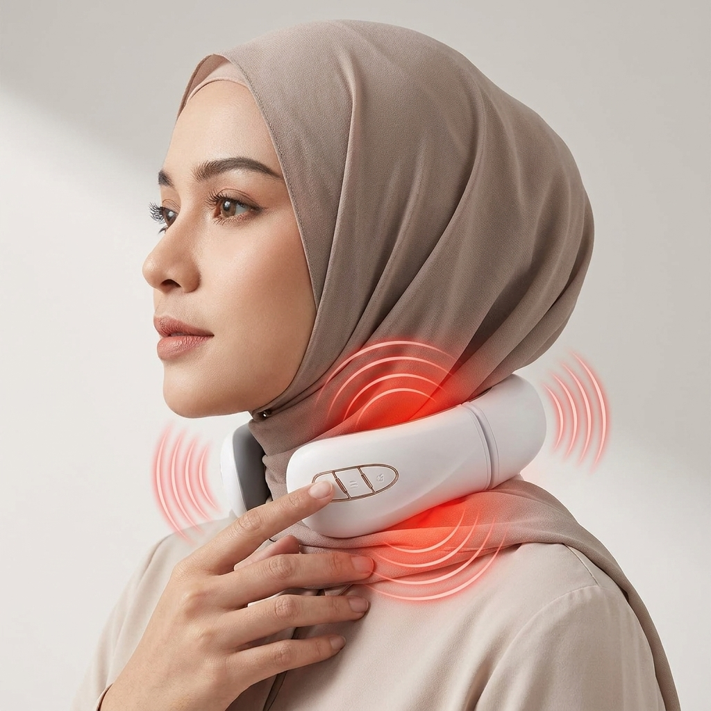 جهاز تدليك الرقبة الكهربائي الذكي — نبض، اهتزاز وتدفئة