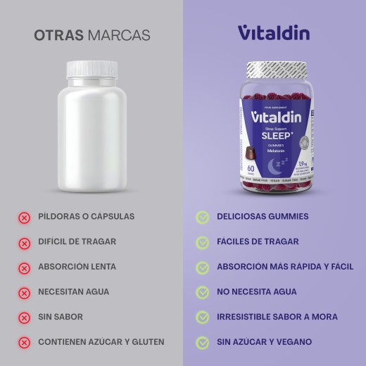 حلوى Vitaldin vs حبوب — vegan sans sucre