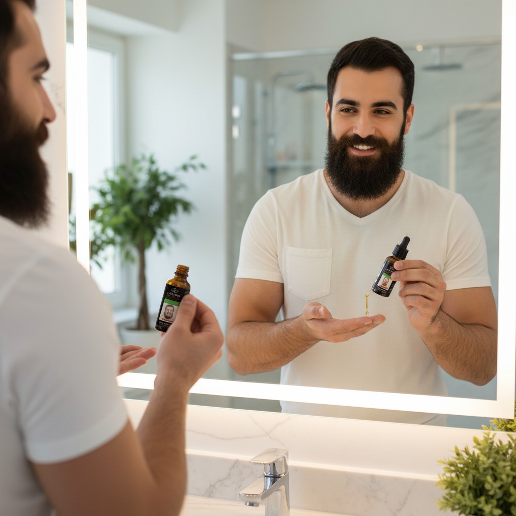طريقة استخدام زيت نمو اللحية — قطارة يومية