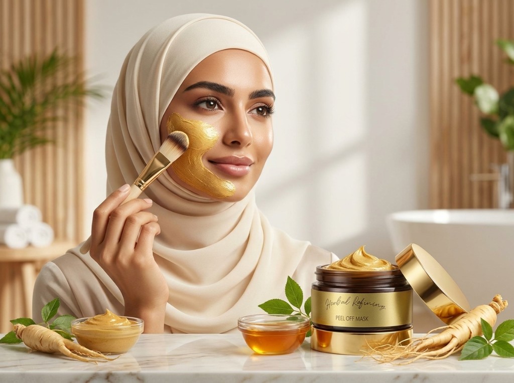 قناع ذهبي بالجينسنغ والعسل — تطبيق على الوجه